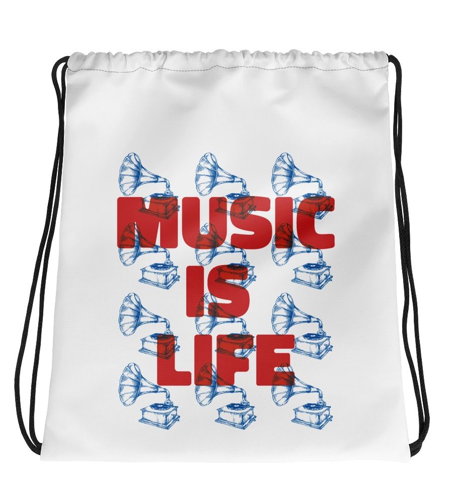 Music Is Life: Drawstring bag