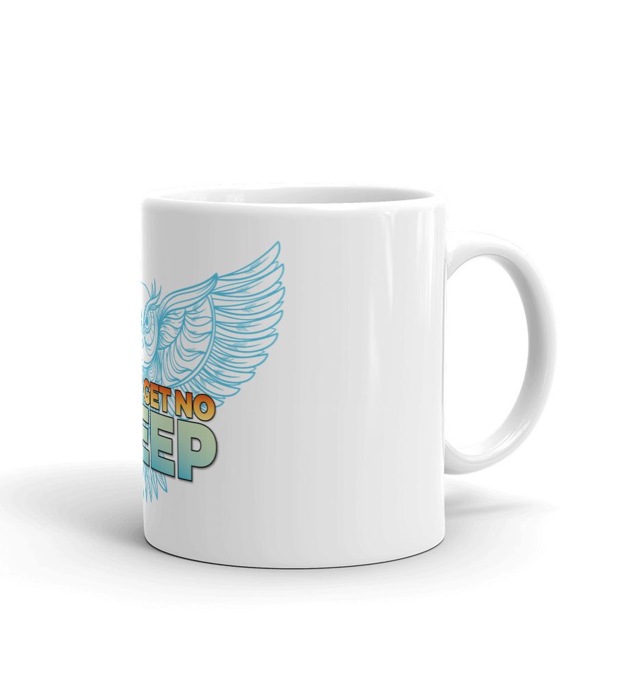 Can't Get No Sleep White glossy mug