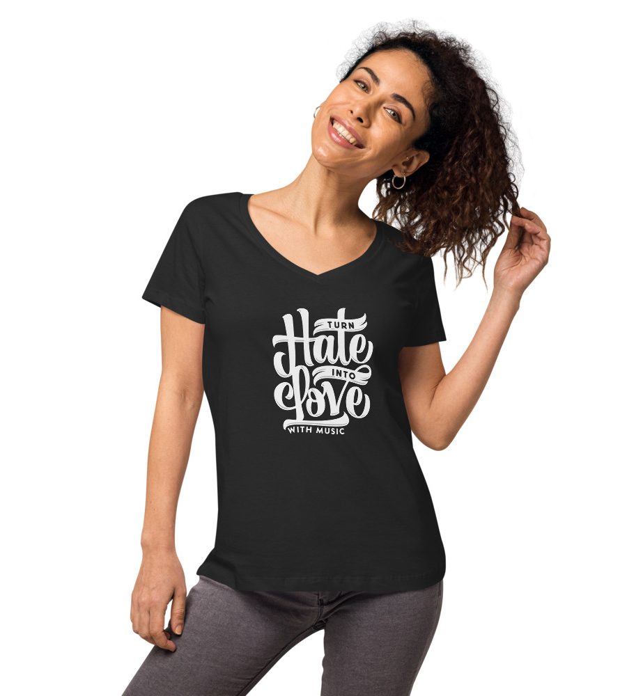 Love With Music: Women’s fitted v-neck t-shirt