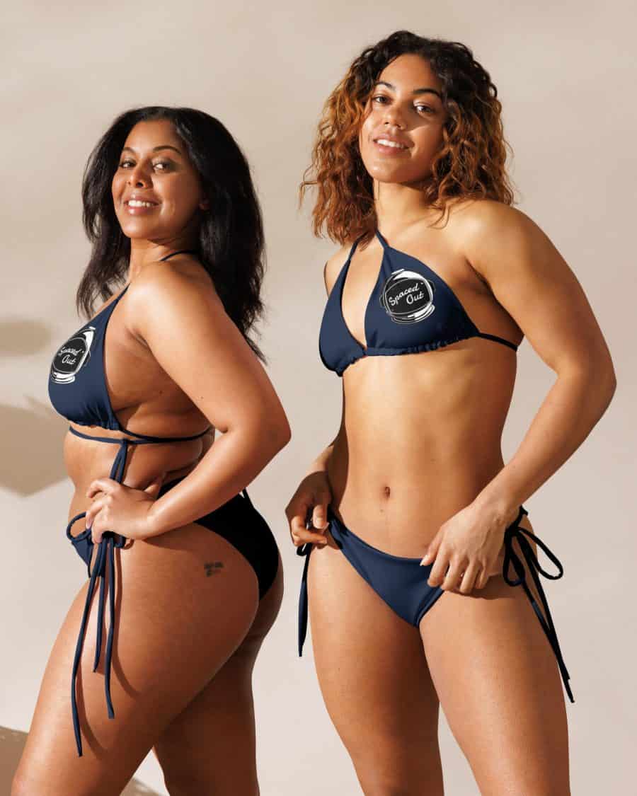 Spaced Out: All-over print recycled string bikini